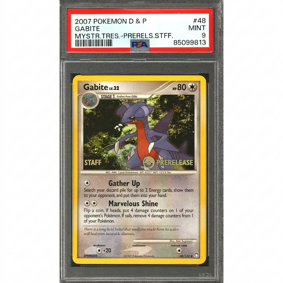 Pokemon 2007 Mysterious Treasures Prerelease Staff Gabite | PSA 9