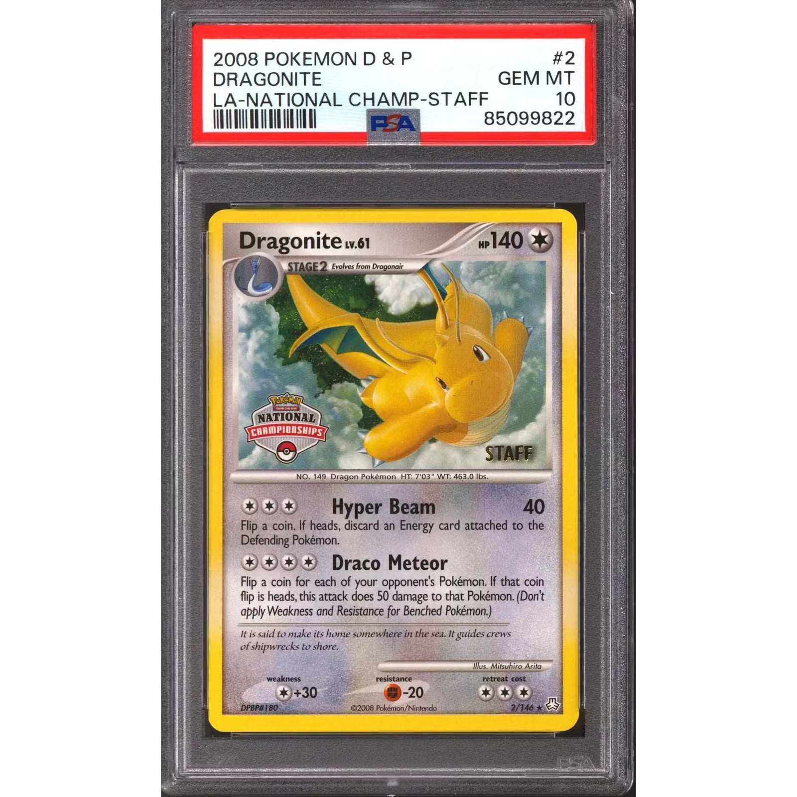 Pokemon 2008 LA National Championship Staff Dragonite | PSA 10 Gem Mint