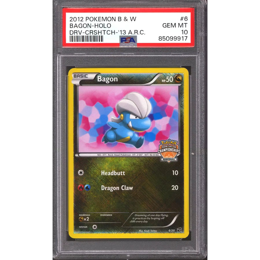Pokemon 2012 Regional Championship Bagon 6/20 Promo | PSA 10 GEM MINT