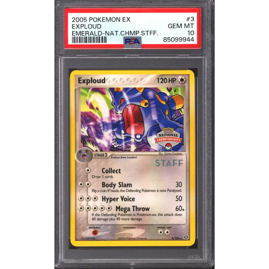 Pokemon Emerald National Championship Staff Exploud 3/106 | PSA 10 Gem Mint