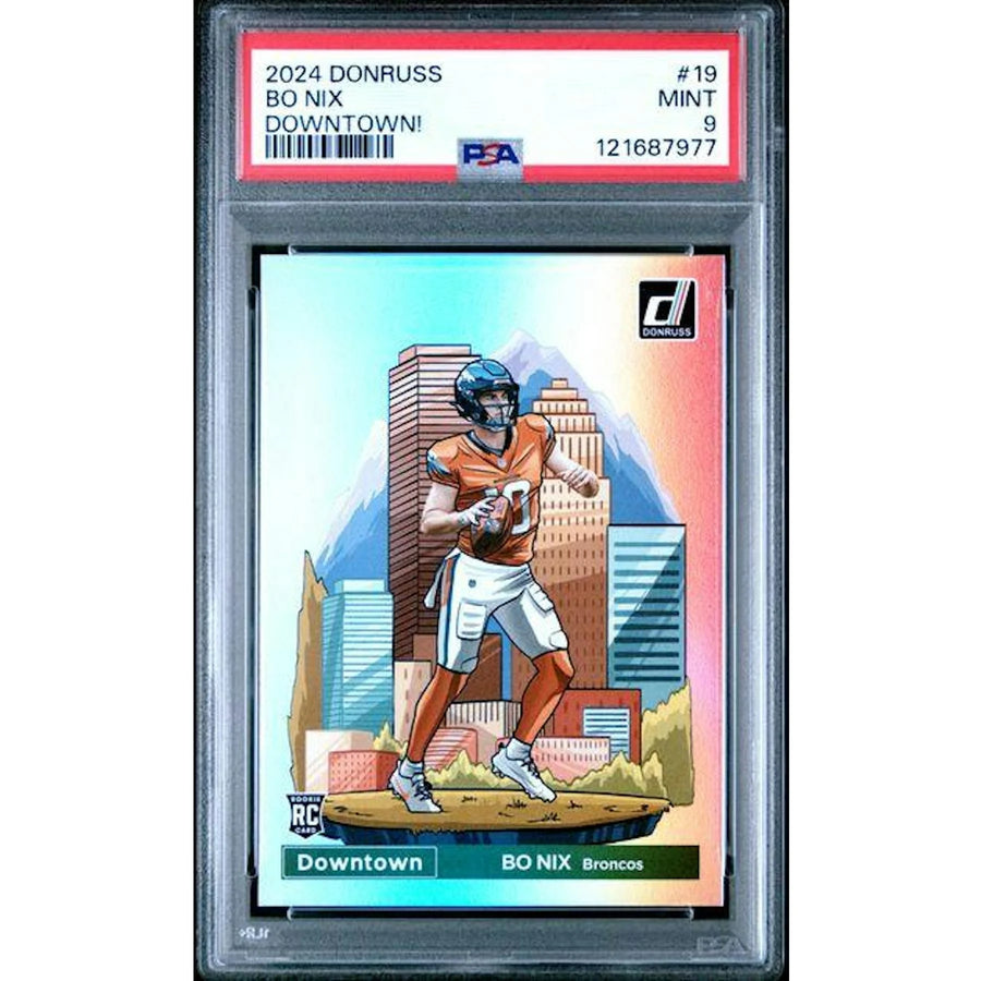 Bo Nix 2024 Panini Donruss Downtown Rookie #19 | PSA 9