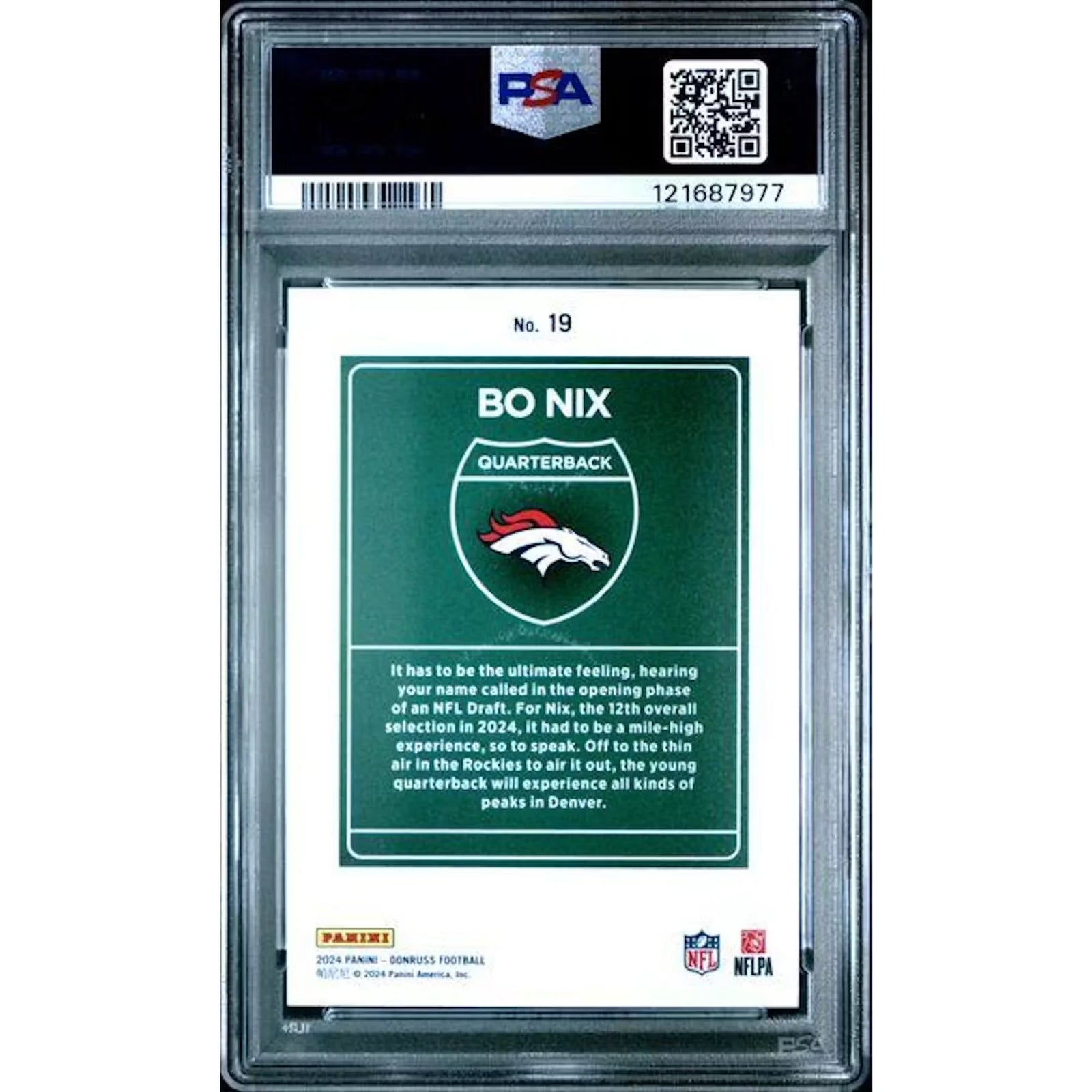 Bo Nix 2024 Panini Donruss Downtown Rookie #19 | PSA 9