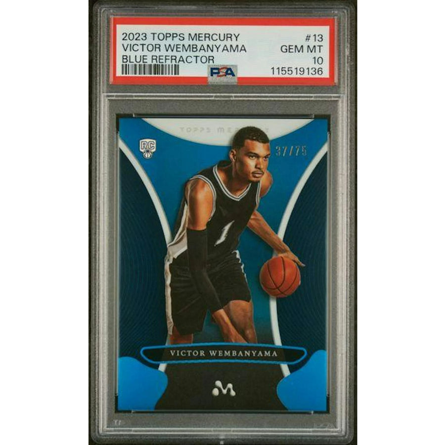Victor Wembanyama 2023-24 Topps Mercury Rookie #13 Card | Blue Refractor PSA 10