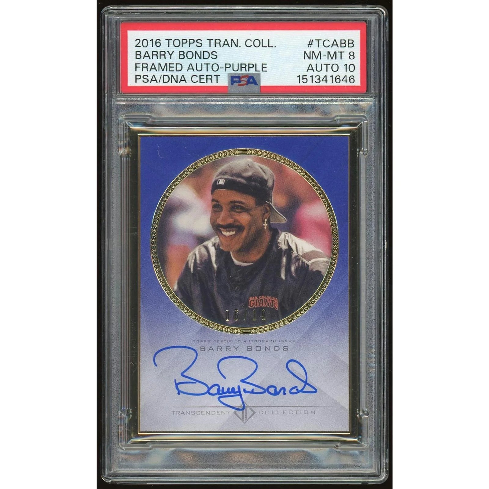Barry Bonds Signed 2016 Topps Transcendent Card | PSA 8 Auto 10