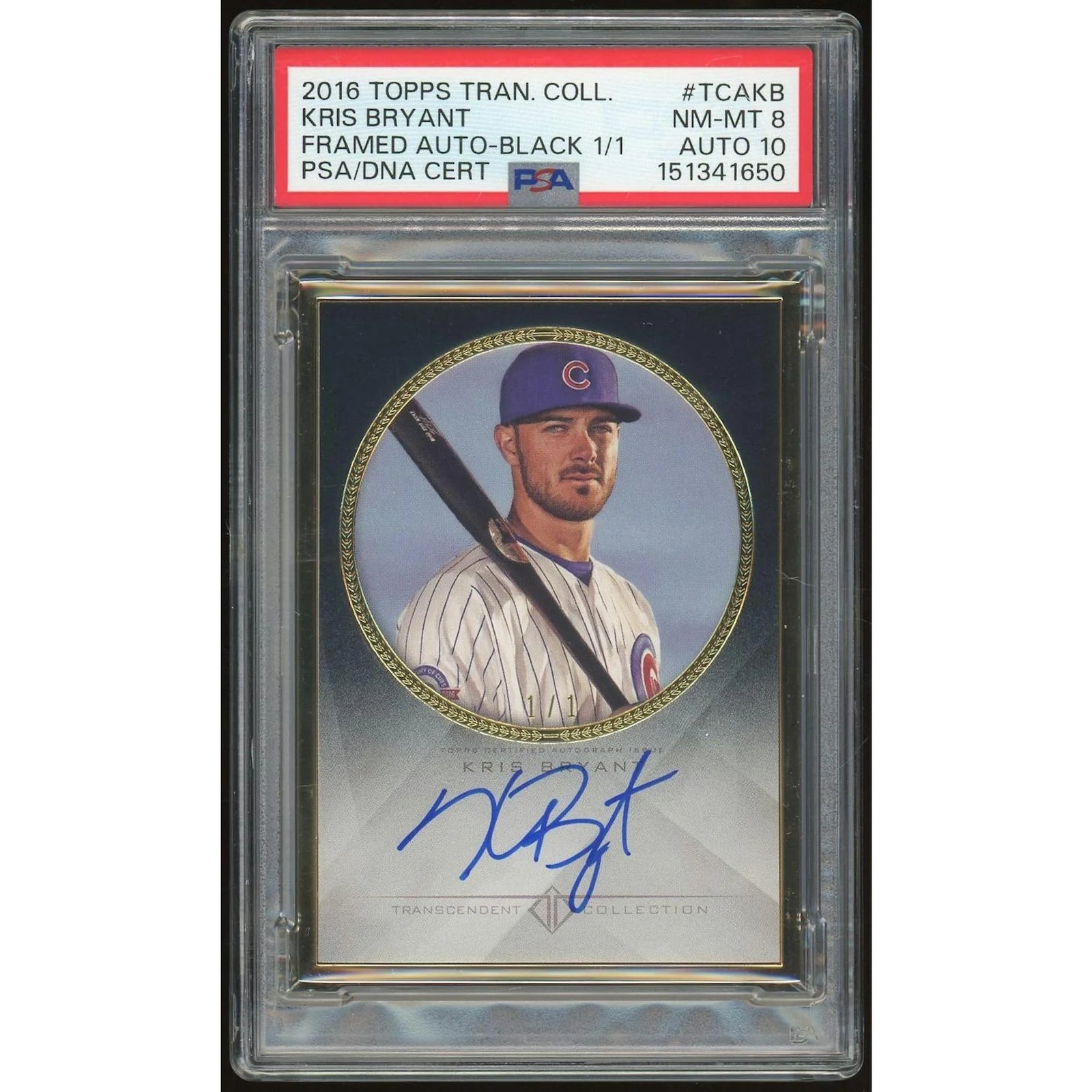 Kris Bryant Signed 2016 Topps Transcendent Card | PSA 8 Auto 10 1/1