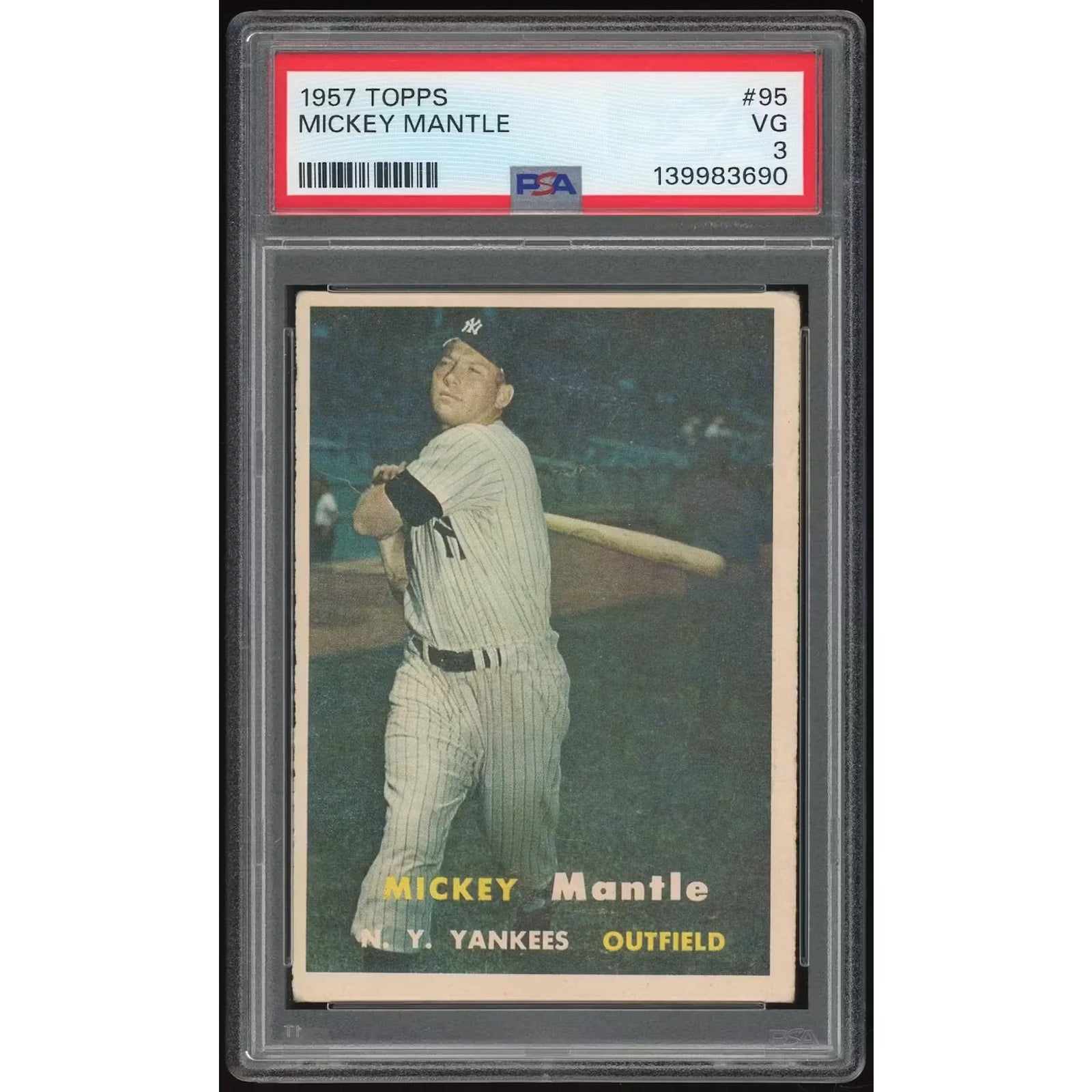 Mickey Mantle 1957 Topps #95 Baseball Card | PSA 3