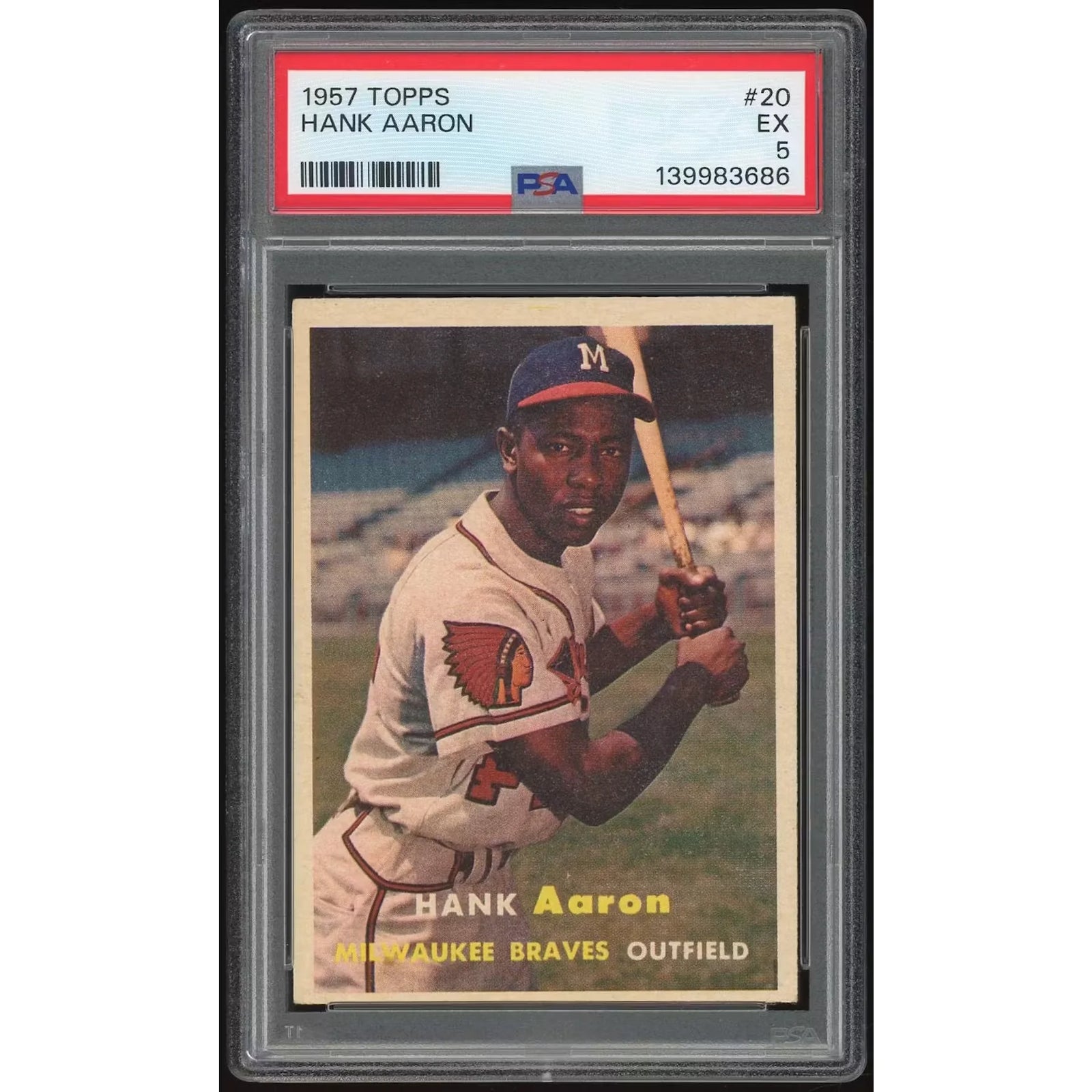 Hank Aaron 1957 Topps #20 Baseball Card | PSA 5