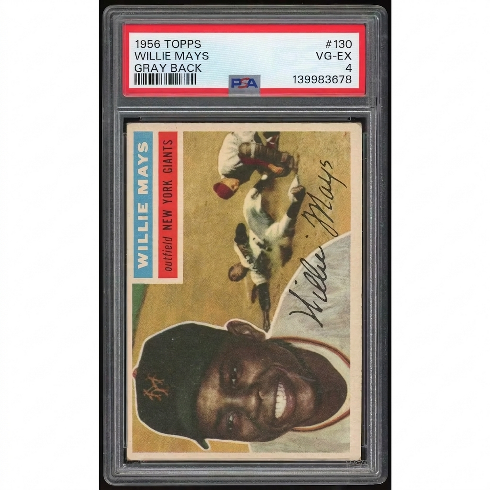 Willie Mays 1956 Topps #130 Baseball Card | PSA 4