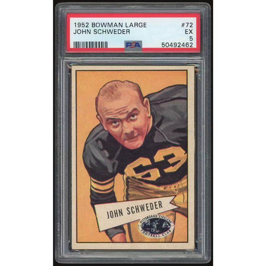 John Schweder 1952 Bowman Large #72 Rookie Card | PSA 5