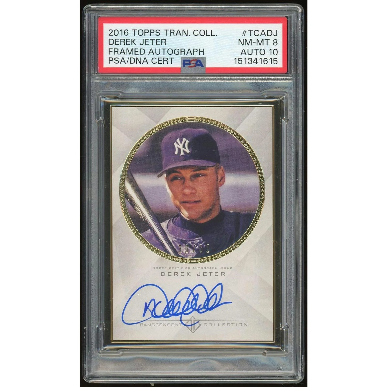 Derek Jeter Signed 2016 Topps Transcendent Card | PSA 8 Auto 10