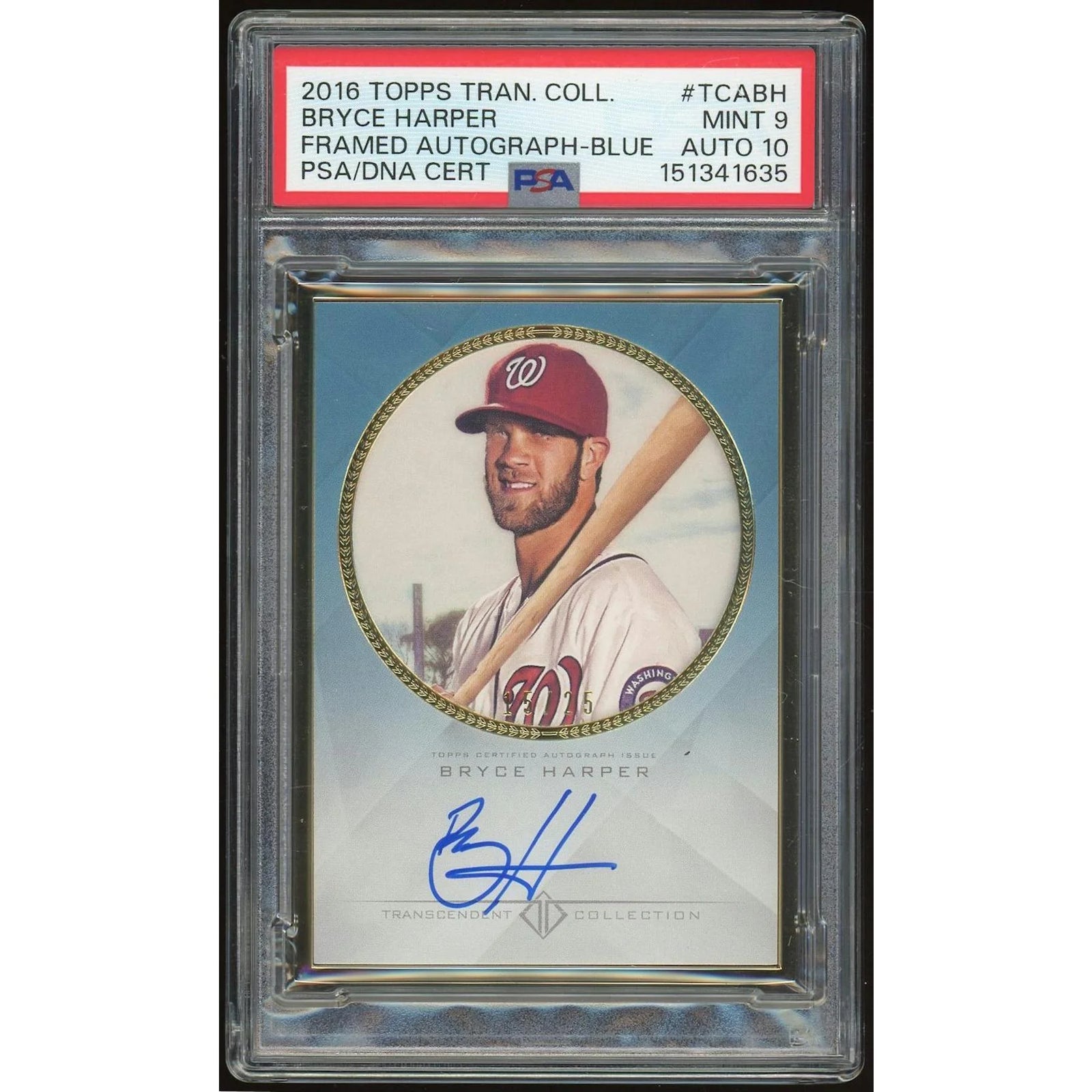Bryce Harper Signed 2016 Topps Transcendent Card | PSA 9 Auto 10
