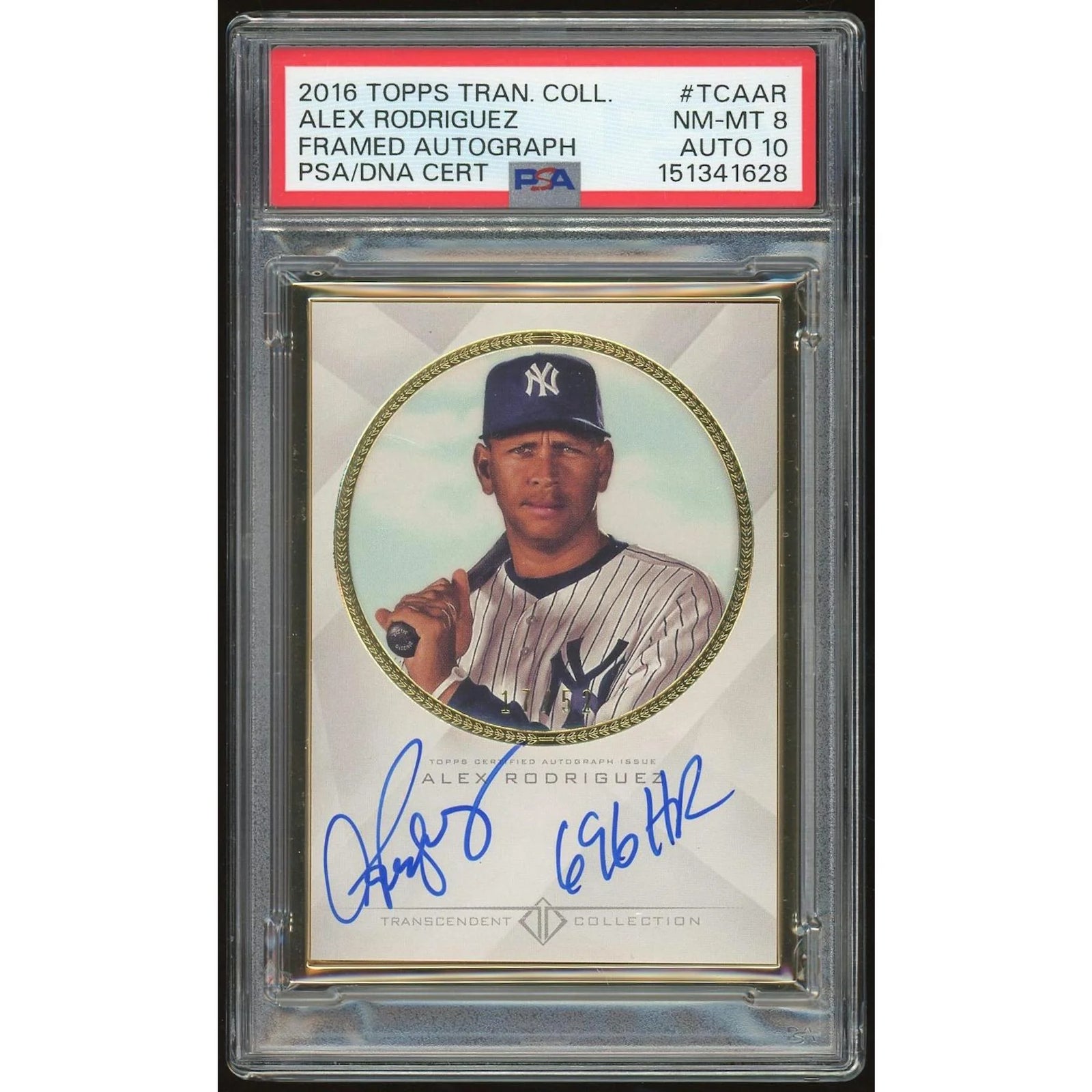 Alex Rodriguez Signed 2016 Topps Transcendent Card | PSA 8 Auto 10