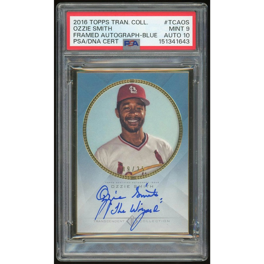 Ozzie Smith Signed 2016 Topps Transcendent Framed Card | PSA 9 Auto 10
