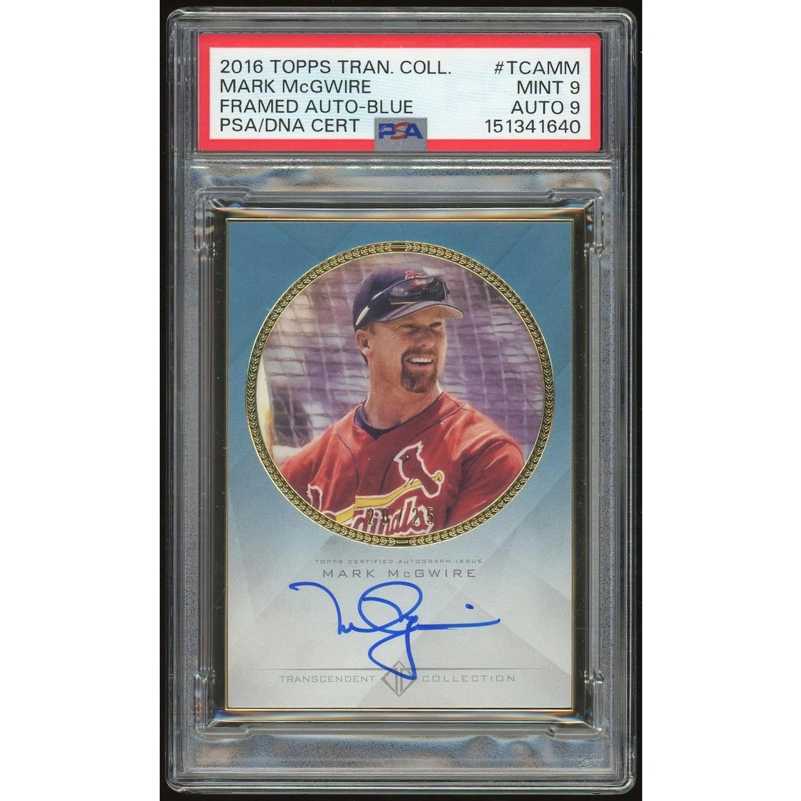 Mark McGwire Signed 2016 Topps Transcendent Card | PSA 9 Auto Blue #/25