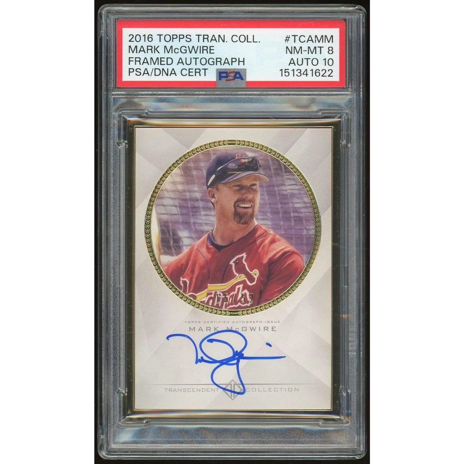 Mark McGwire Signed 2016 Topps Transcendent Card | PSA 8 Auto 10 #/52