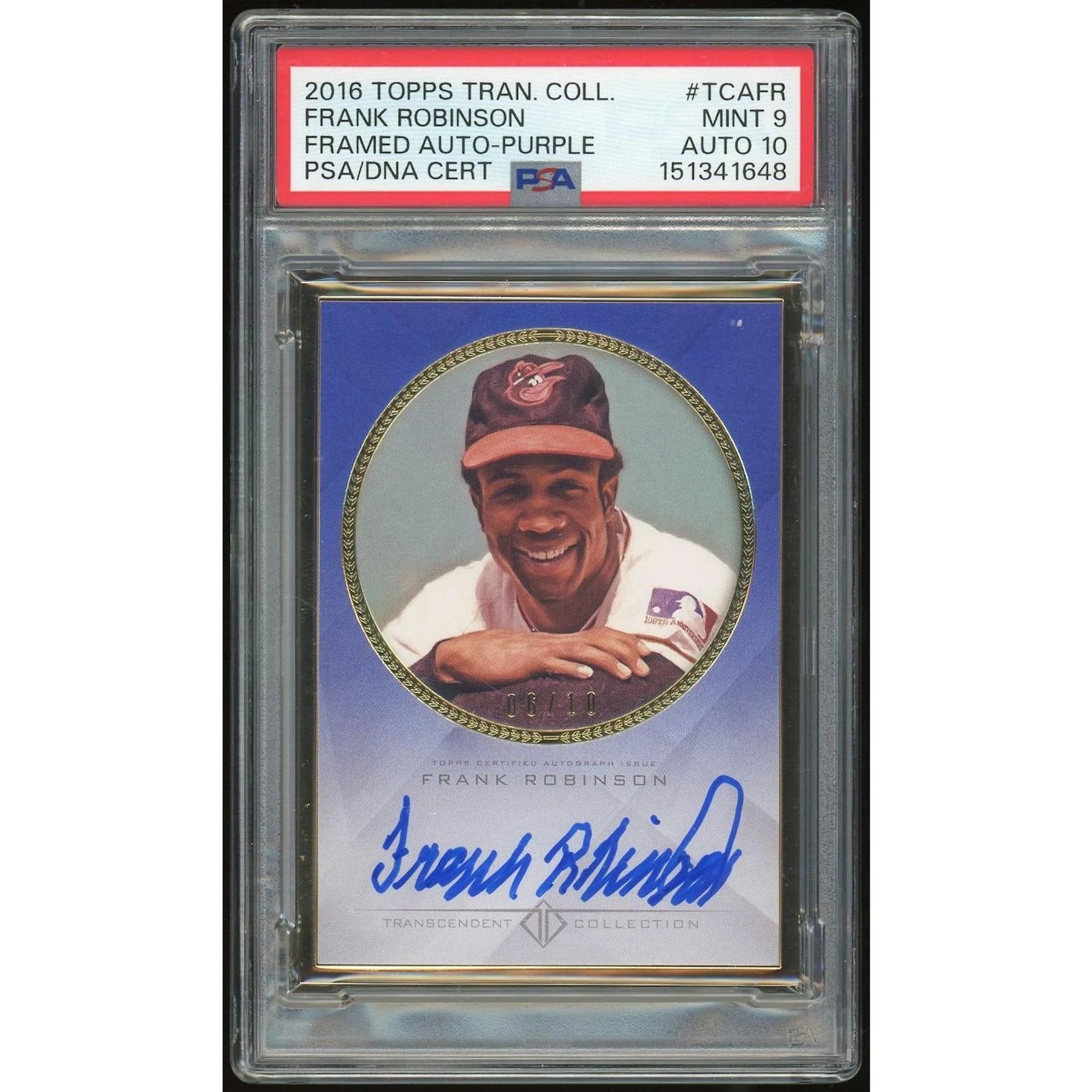 Frank Robinson Signed 2016 Topps Transcendent Card | PSA 9 Auto 10 Purple