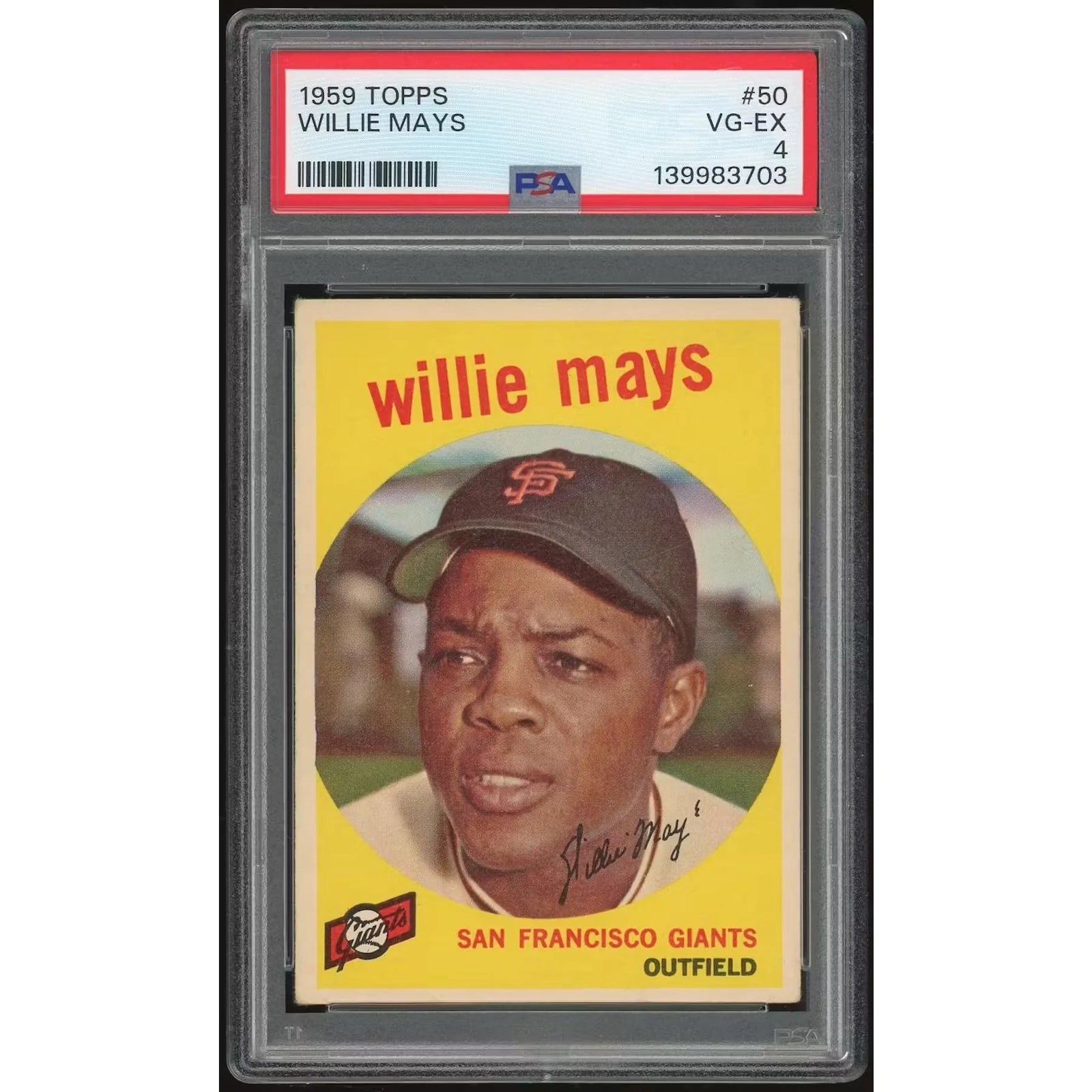 Willie Mays 1959 Topps #50 Baseball Card | PSA 4