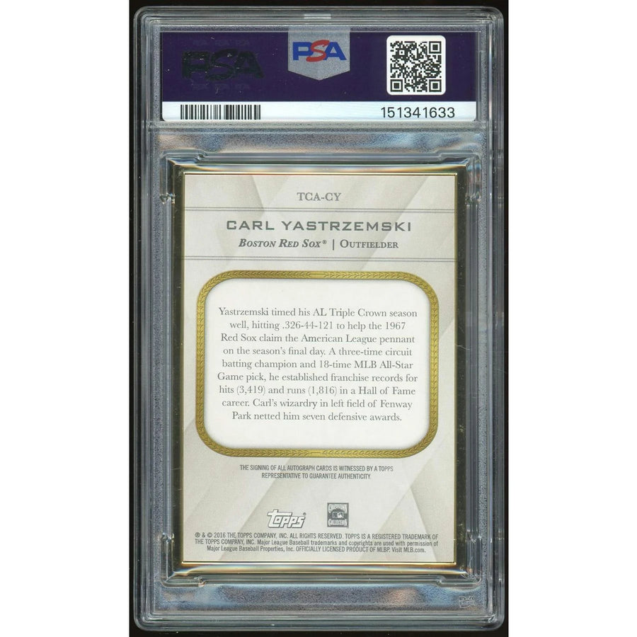 Carl Yastrzemski Signed 2016 Topps Transcendent Card | PSA 9 Auto 10