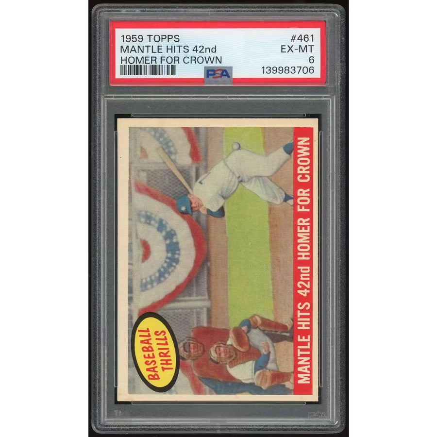 1959 Topps #461 Mantle Hits 42nd Homer | PSA 6