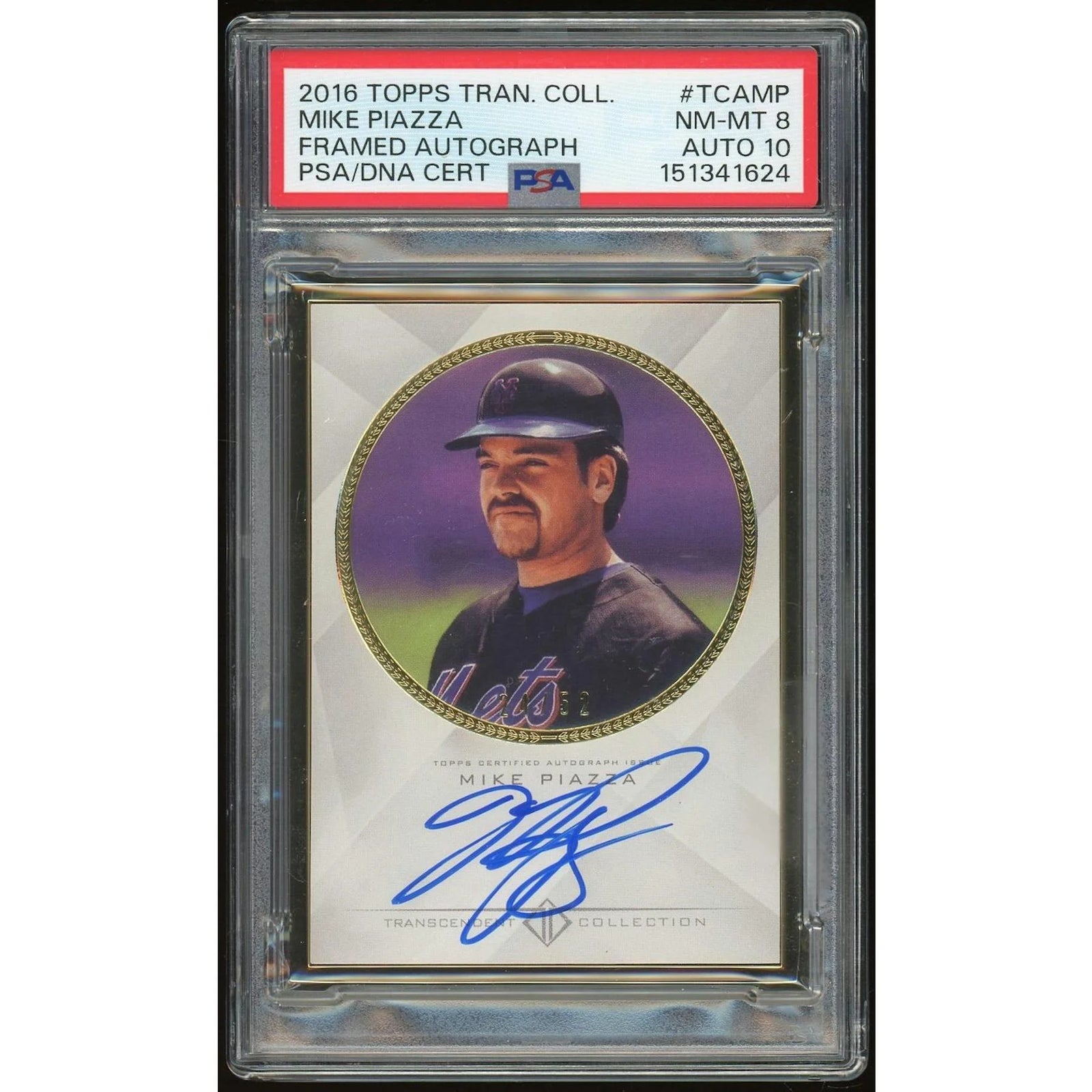 Mike Piazza Signed 2016 Topps Transcendent Card | PSA 8 Auto 10