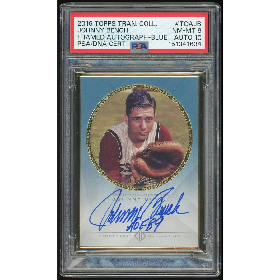 Johnny Bench Signed 2016 Topps Transcendent Card | PSA 8
