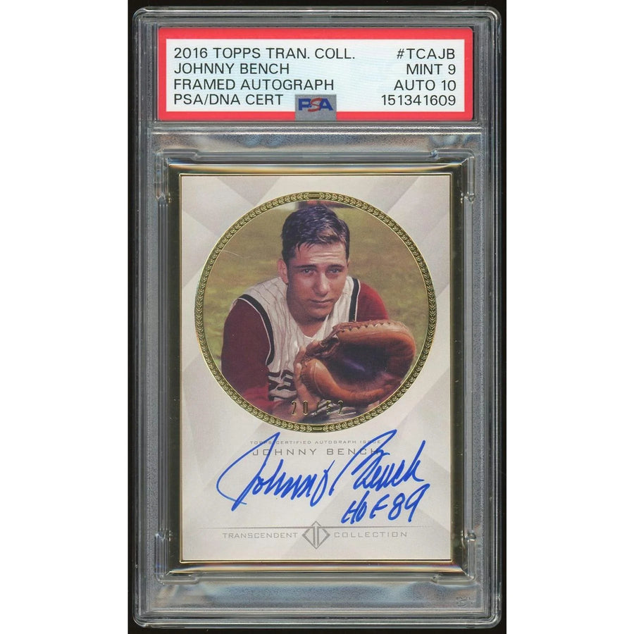 Johnny Bench Signed 2016 Topps Transcendent Card | PSA 9 Auto 10