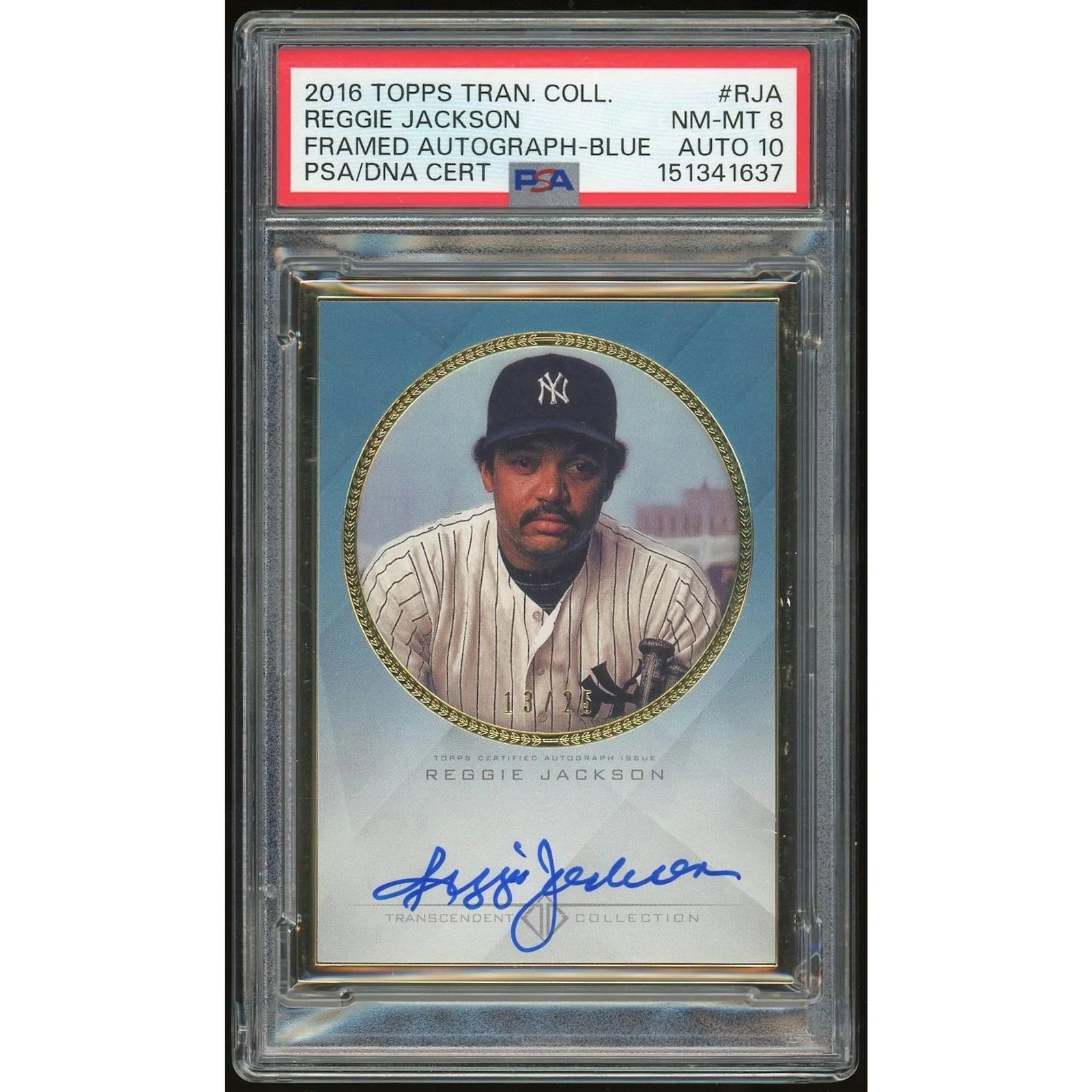 Reggie Jackson Signed 2016 Topps Transcendent Card | PSA 8 Auto 10