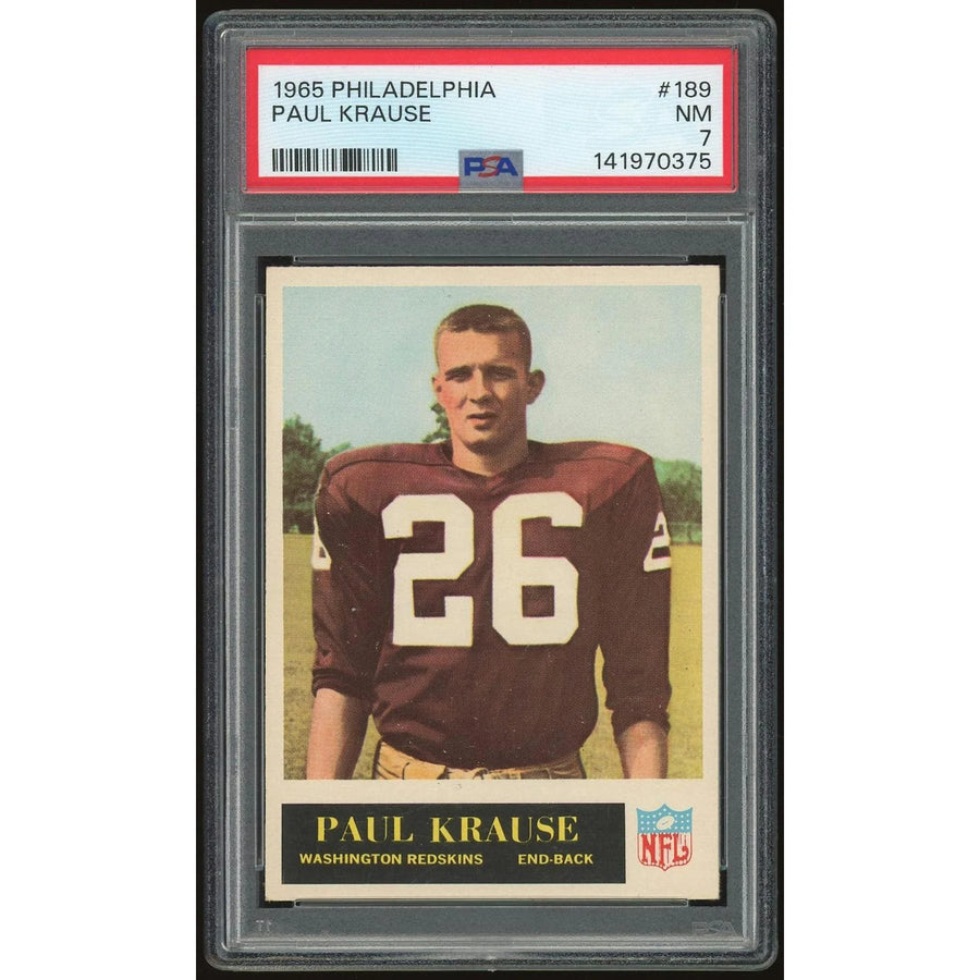 Paul Krause 1965 Philadelphia #189 Rookie Card | PSA 7