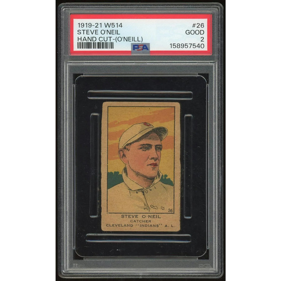 Steve O'Neill 1919-21 W514 #26 Hand Cut Card | PSA 2
