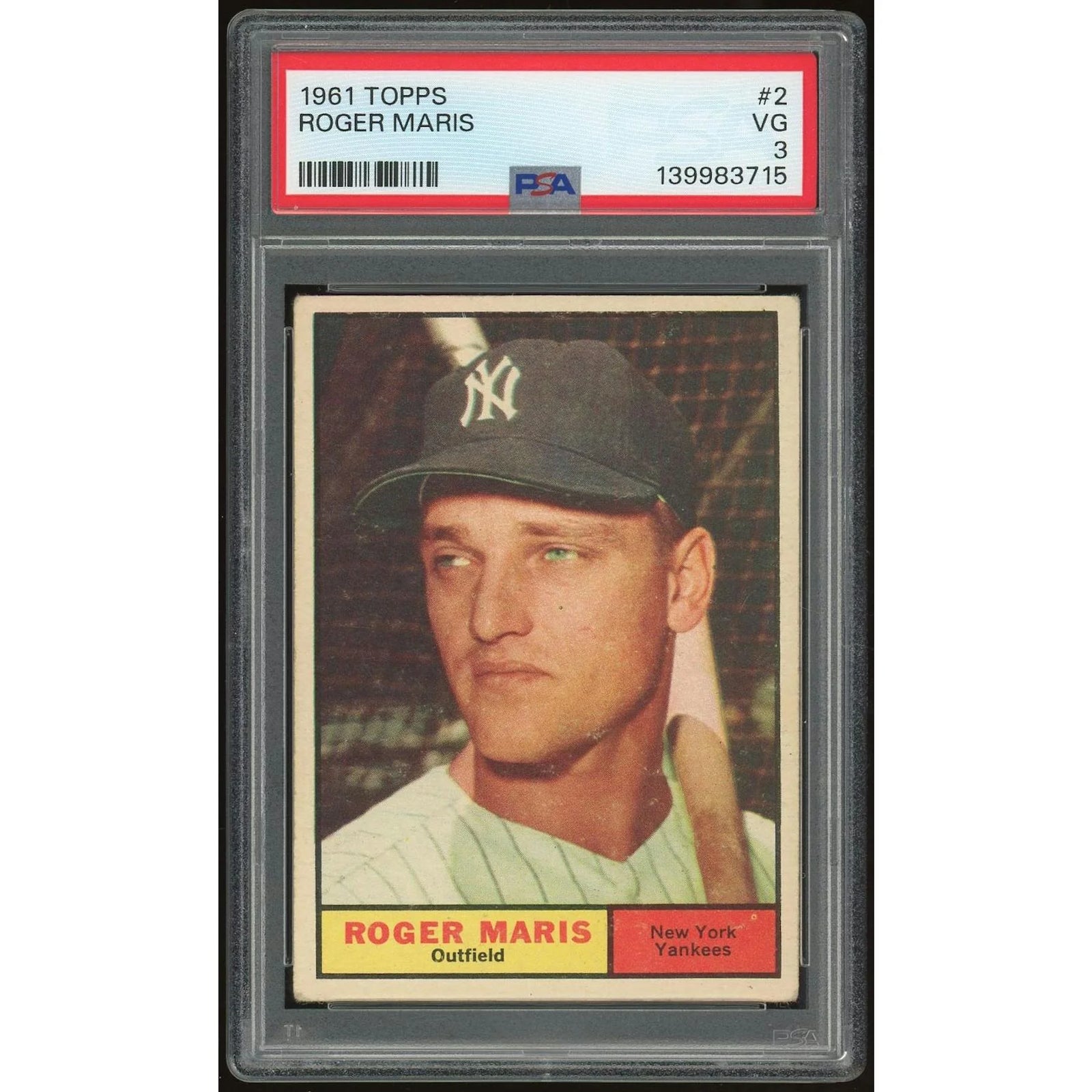 Roger Maris 1961 Topps #2 Baseball Card | PSA 3