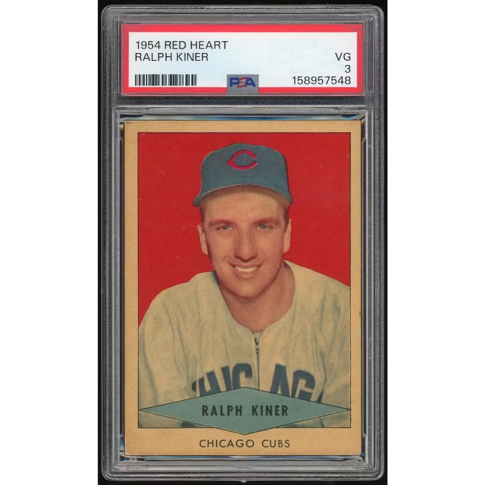 Ralph Kiner 1954 Red Heart Card | PSA 3