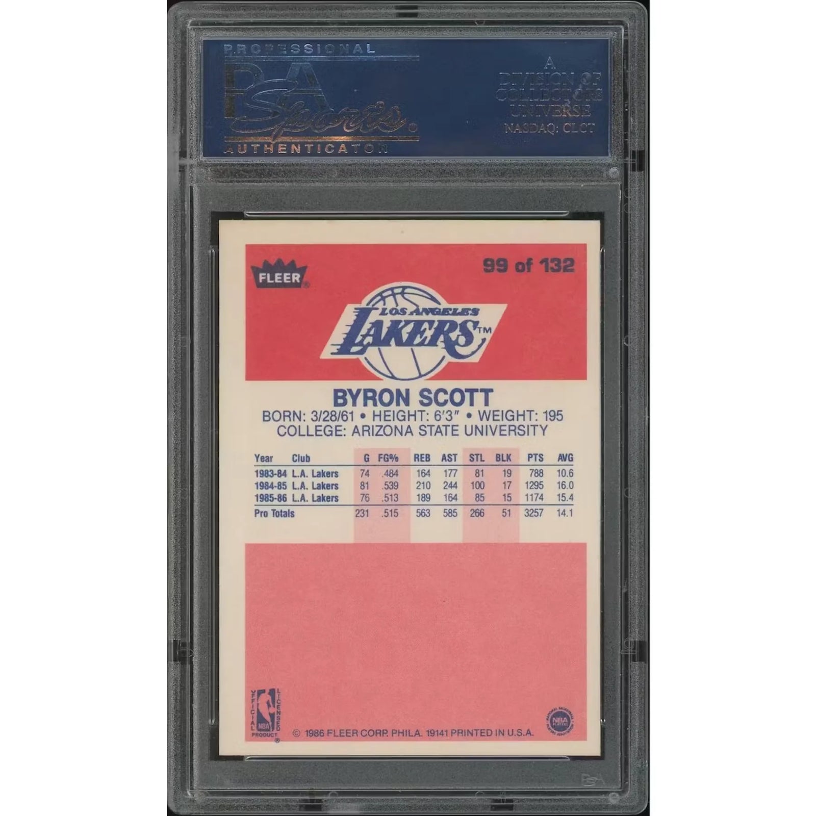 Byron Scott 1986-87 Fleer Basketball Rookie Card #99 | PSA 8 NM-MT