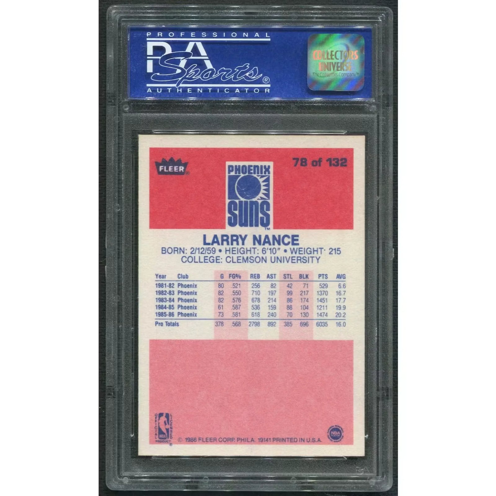 Larry Nance 1986-87 Fleer Basketball Rookie Card #78 | PSA 8 NM-MT
