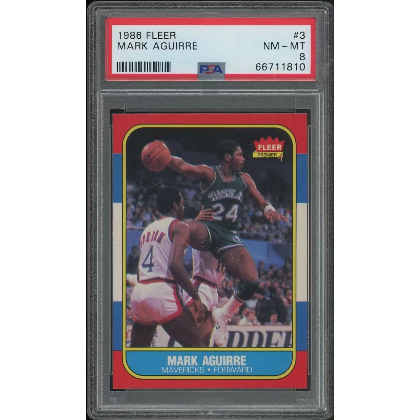 Mark Aguirre 1986-87 Fleer Basketball Rookie #3 | PSA 8 NM-MT