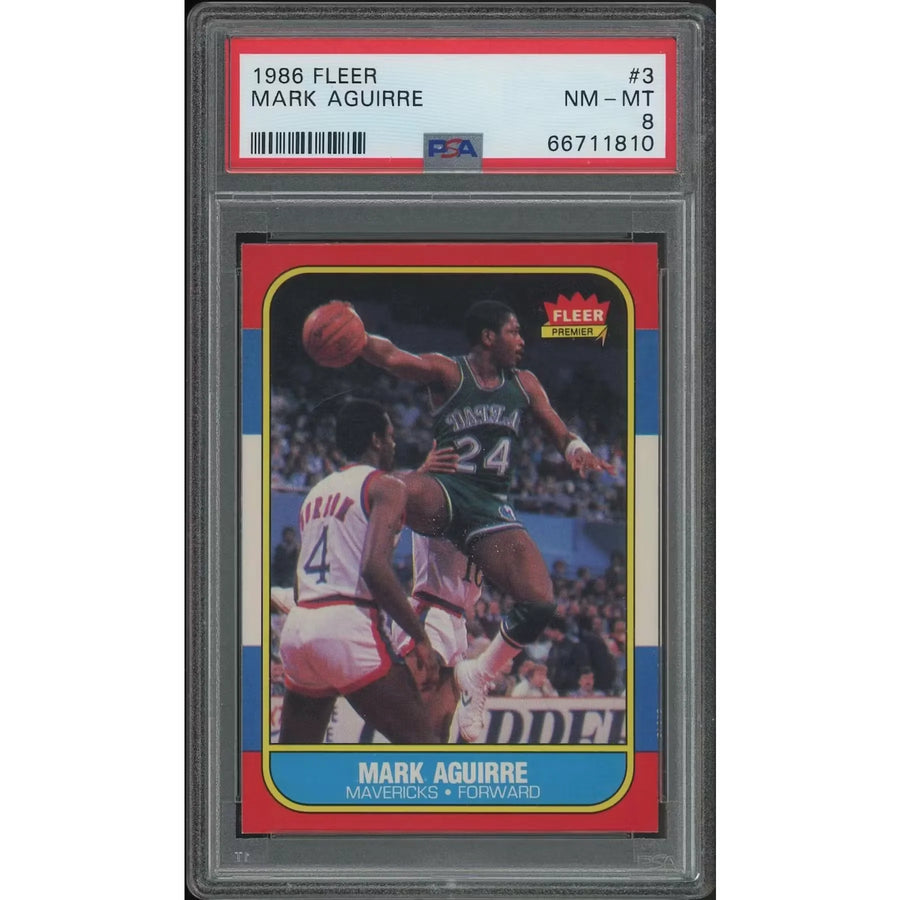 Mark Aguirre 1986-87 Fleer Basketball Rookie #3 | PSA 8 NM-MT