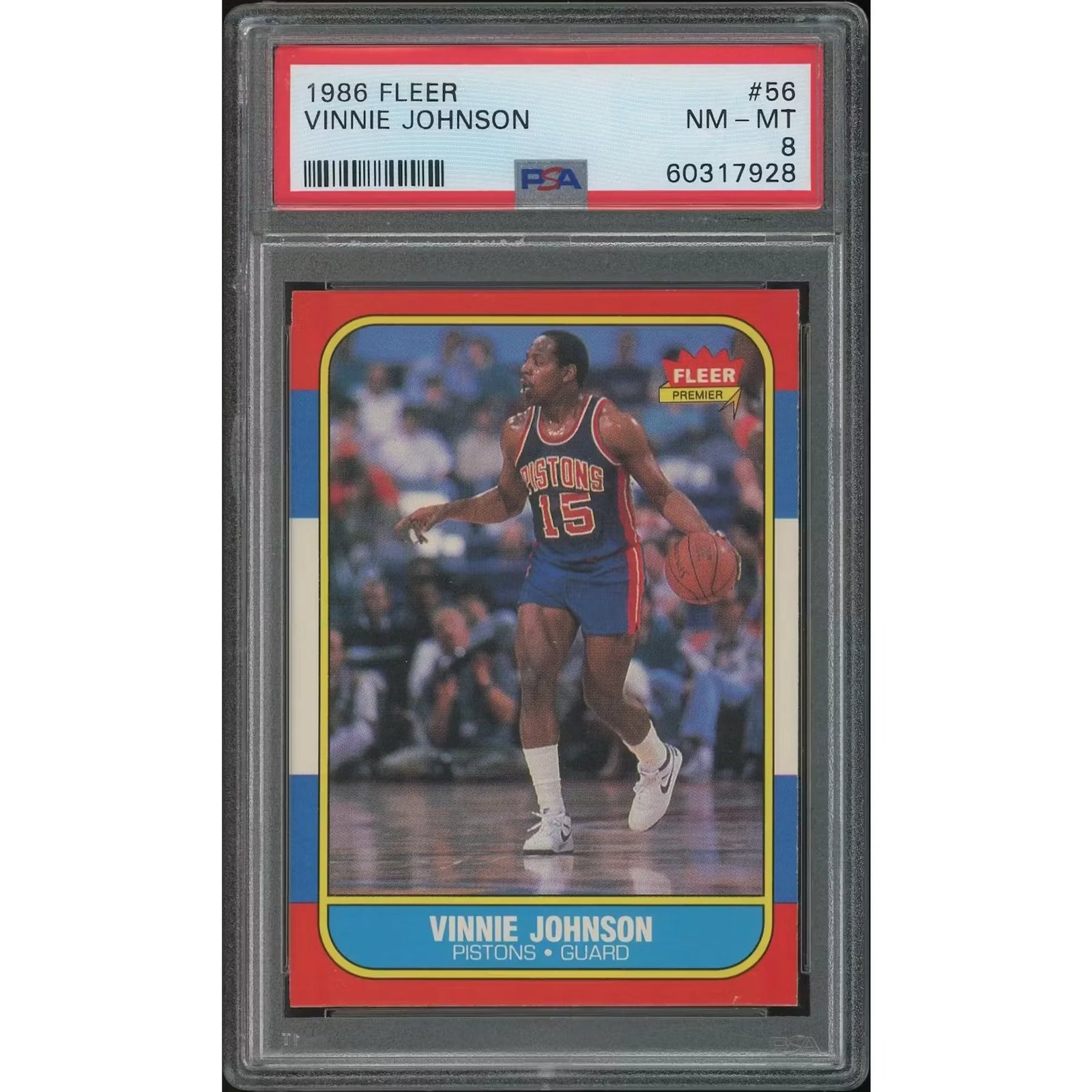 Vinnie Johnson 1986-87 Fleer Basketball #56 | PSA 8 NM-MT