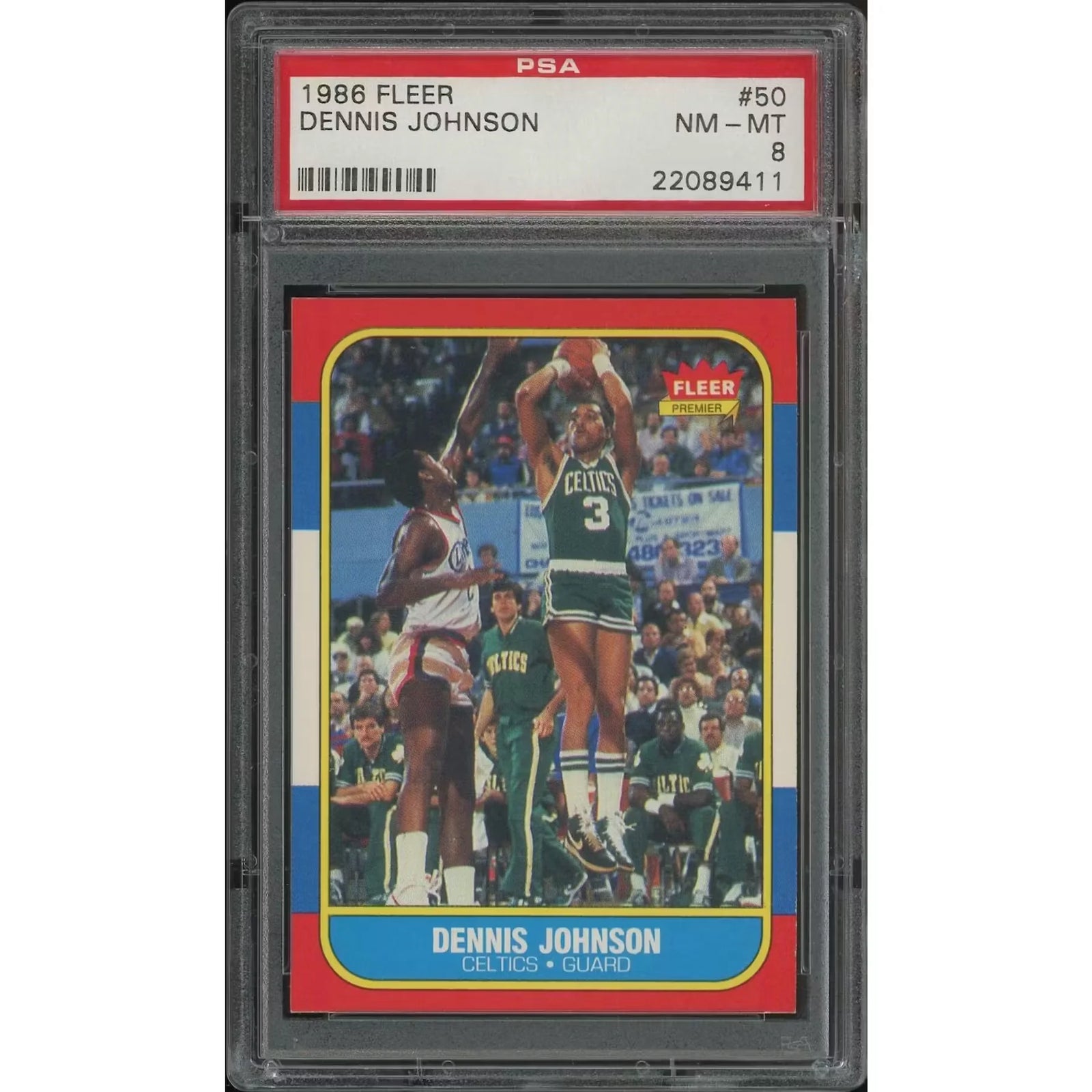 Dennis Johnson 1986-87 Fleer Basketball #50 | PSA 8 NM-MT