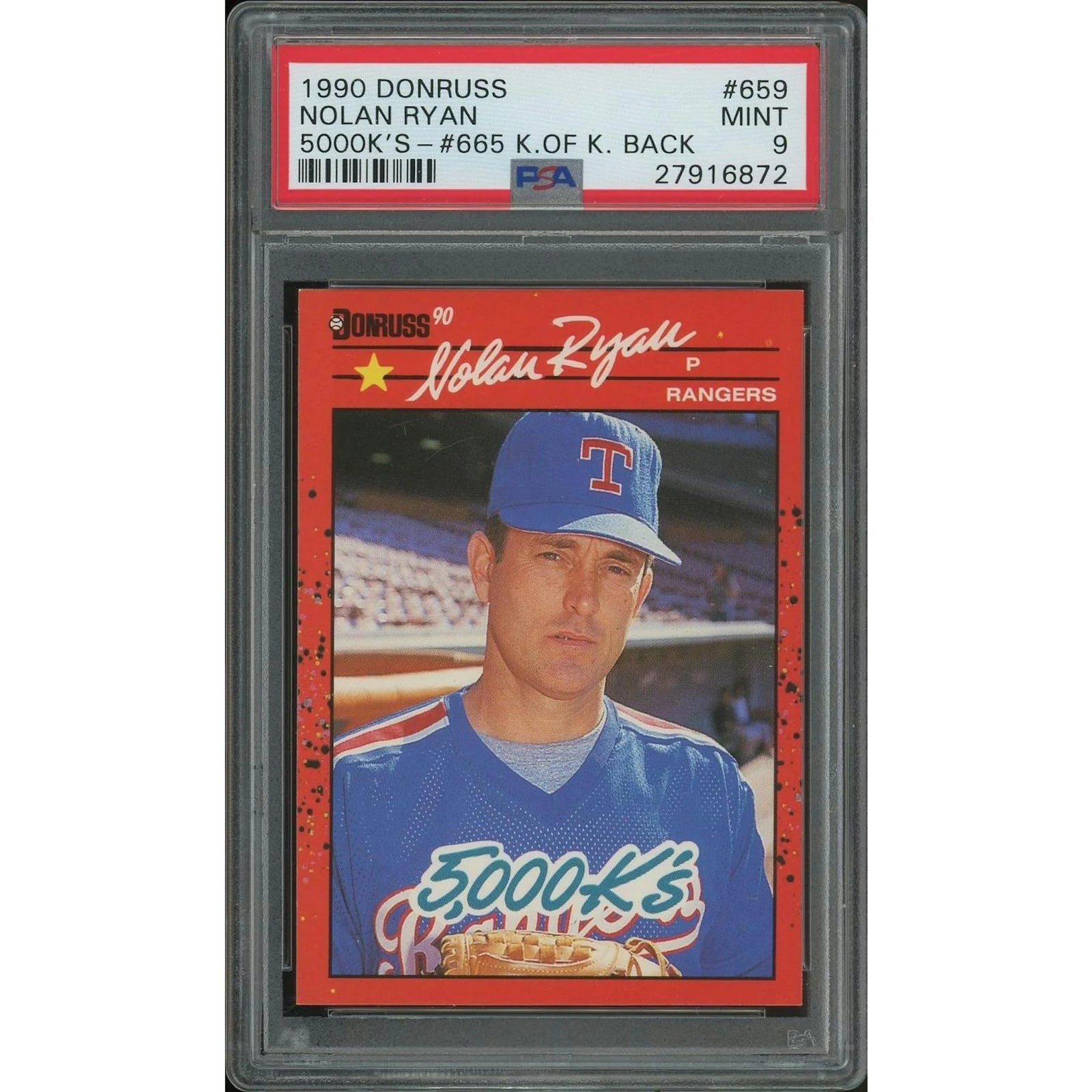 Nolan Ryan 1990 Donruss #659 5000 Strikeouts | PSA 9 Mint