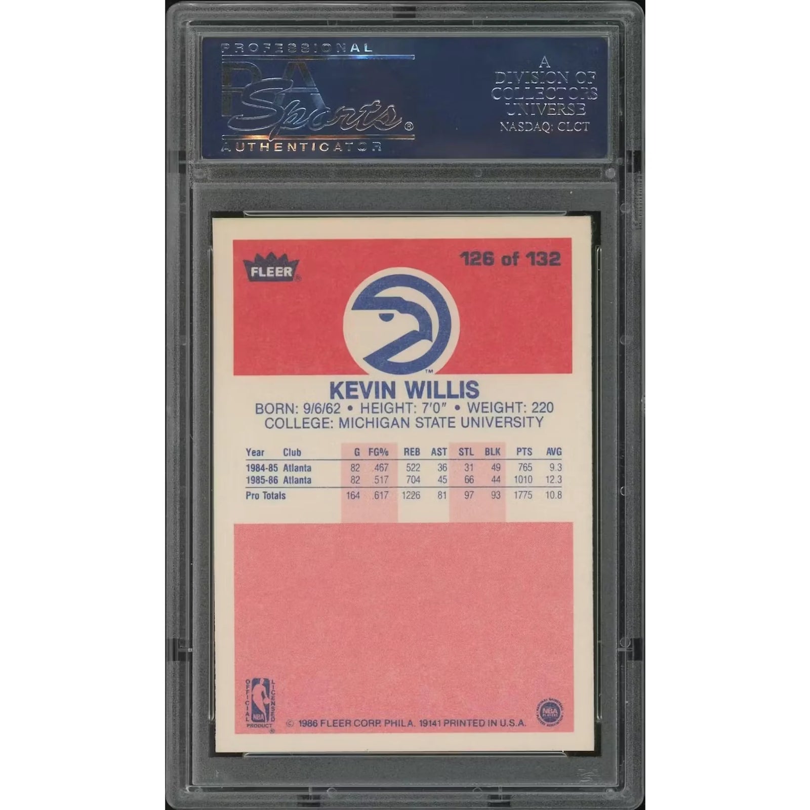 Kevin Willis 1986-87 Fleer Basketball Rookie Card #126 | PSA 8 NM-MT