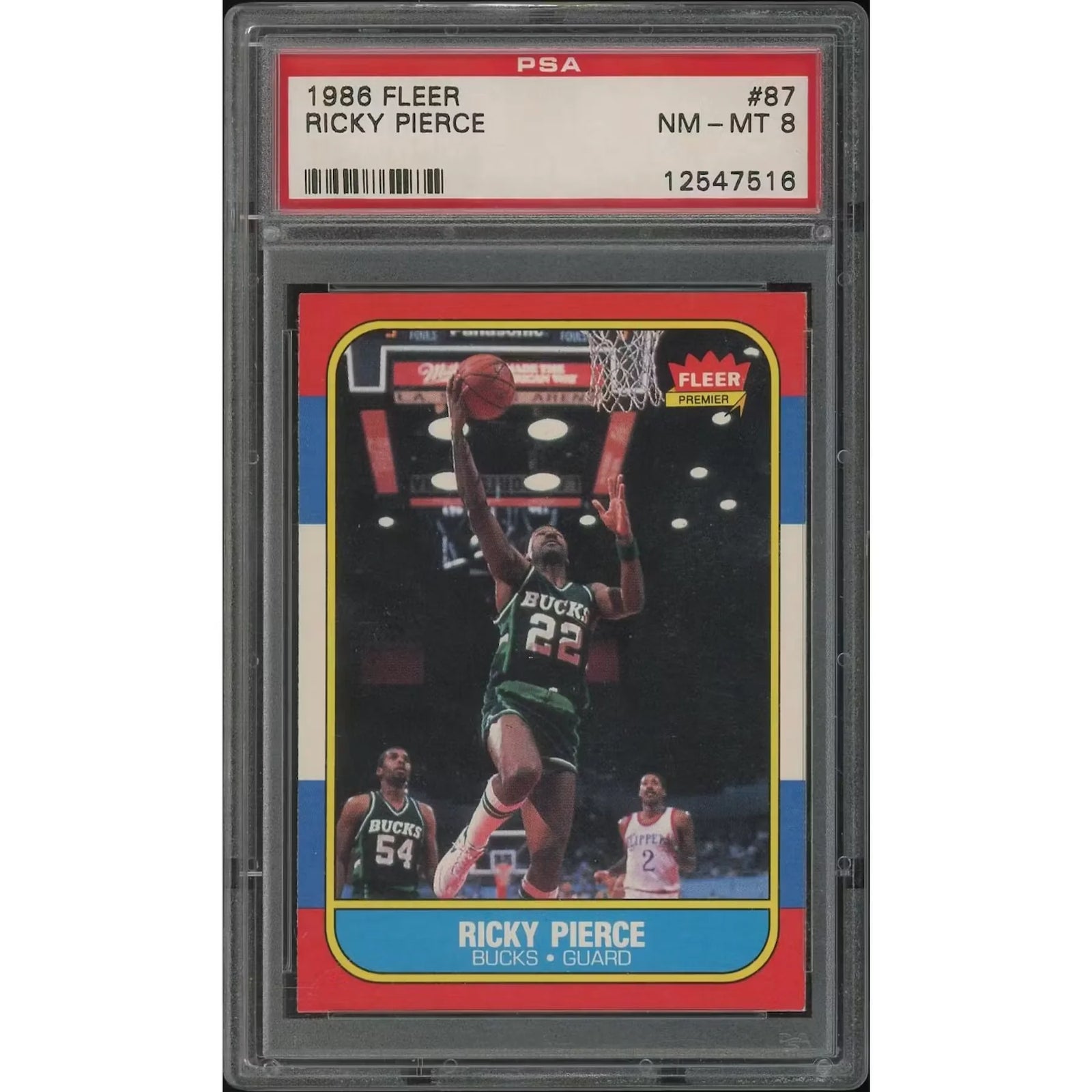 1986-87 Fleer Basketball #87 Ricky Pierce Rookie PSA 8 (NM-MT) - D2