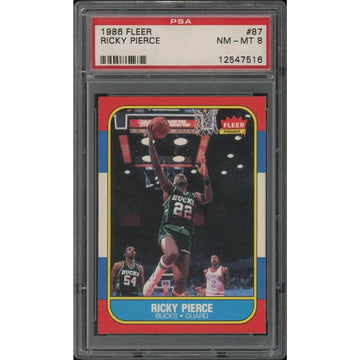 1986-87 Fleer Basketball #87 Ricky Pierce Rookie PSA 8 (NM-MT) - D2
