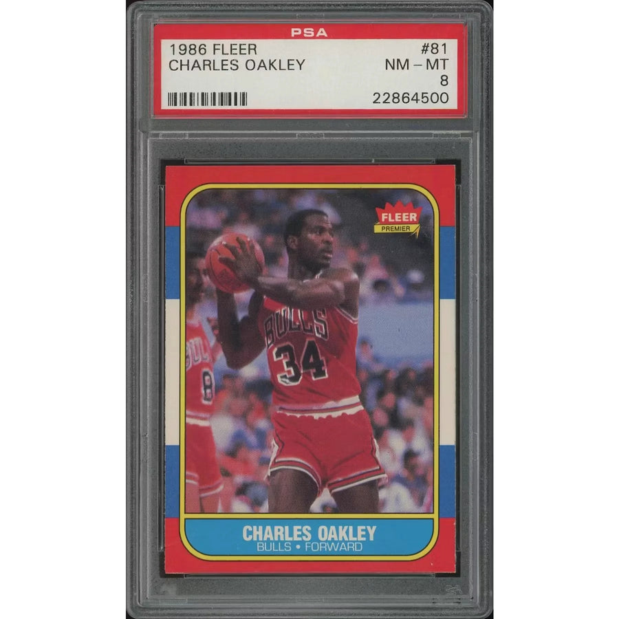 Charles Oakley 1986-87 Fleer Basketball Rookie #81 | PSA 8 NM-MT