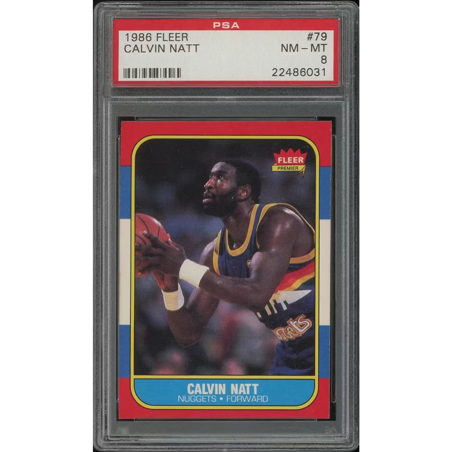 Calvin Natt 1986-87 Fleer Basketball #79 | PSA 8 NM-MT