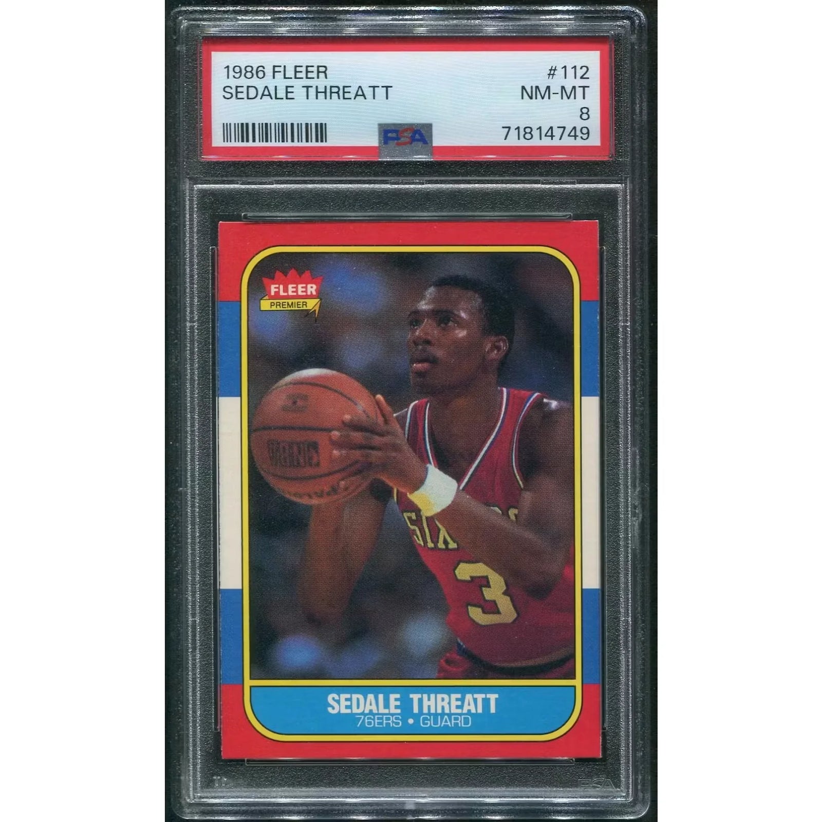 Sedale Threatt 1986-87 Fleer Basketball Rookie Card #112 | PSA 8 NM-MT
