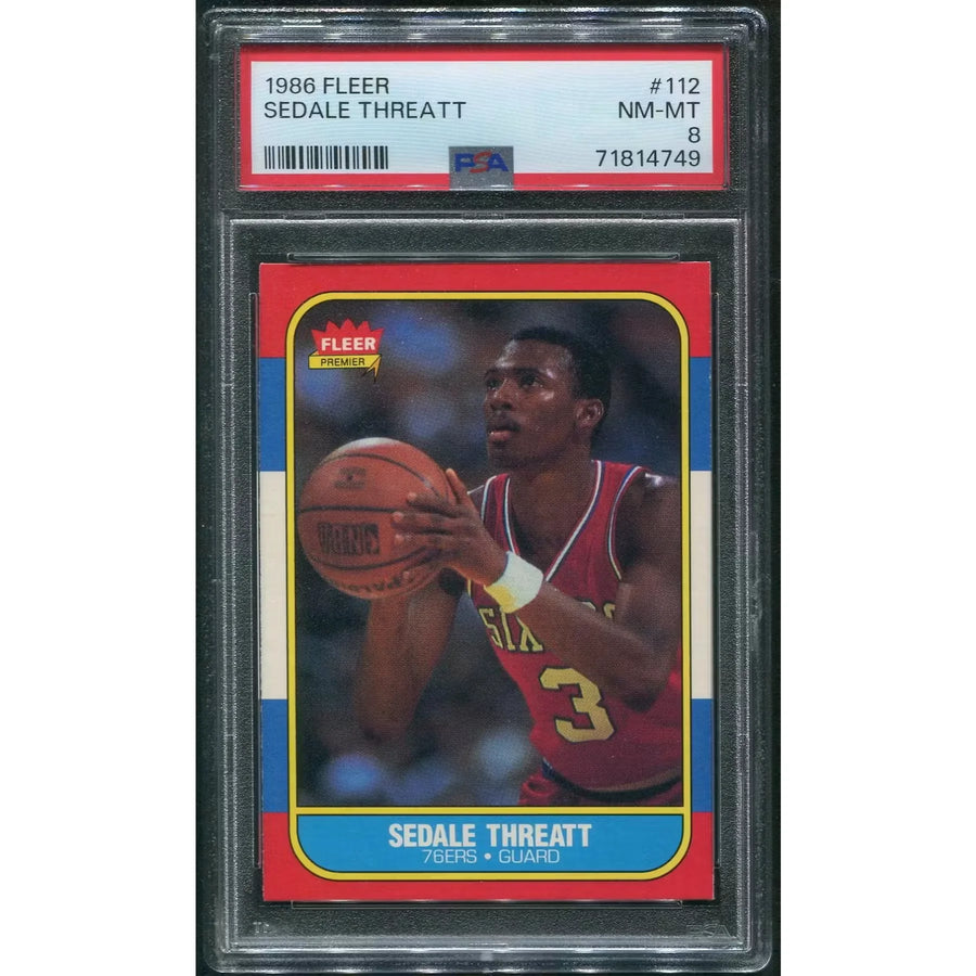 Sedale Threatt 1986-87 Fleer Basketball Rookie Card #112 | PSA 8 NM-MT