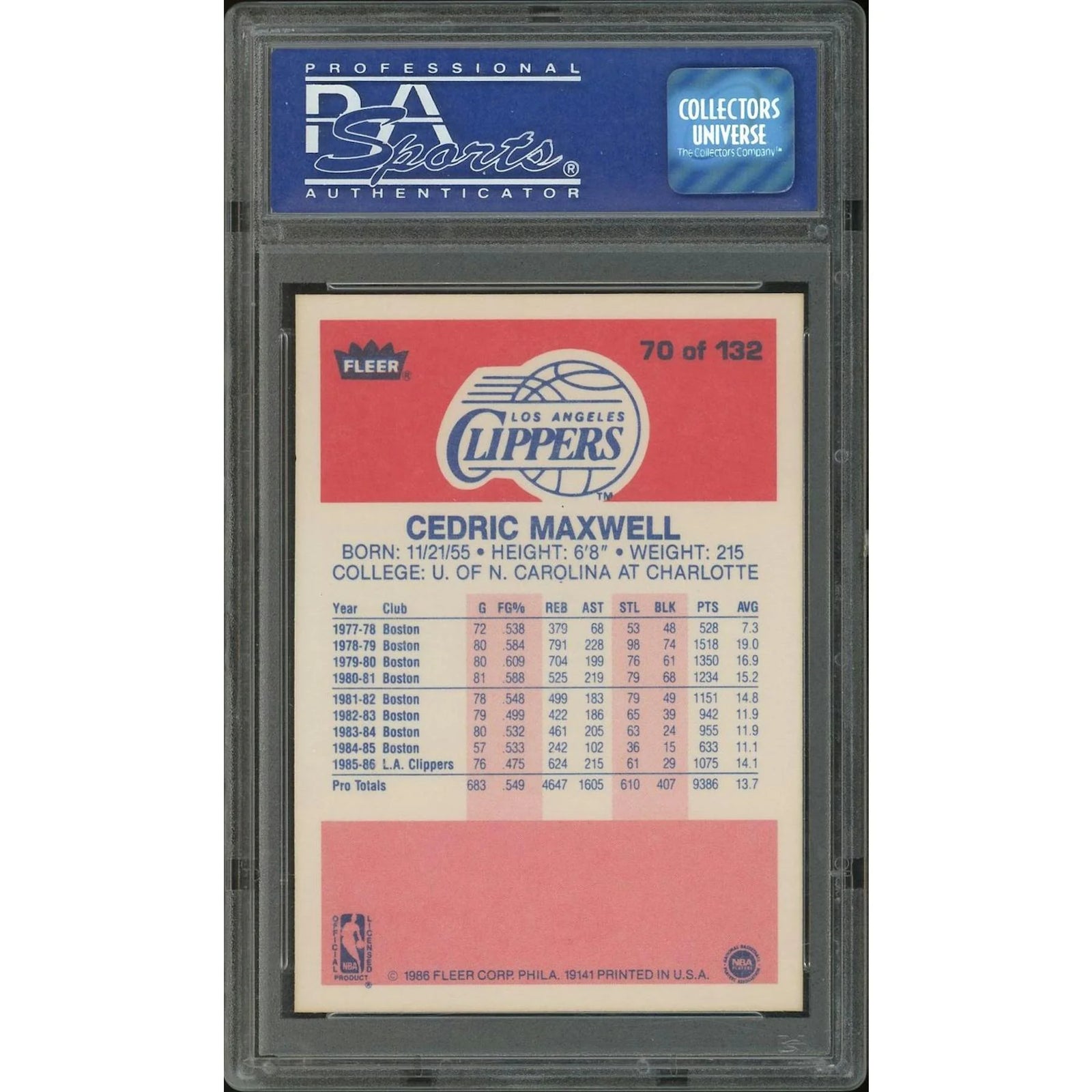 Cedric Maxwell 1986-87 Fleer Basketball #70 | PSA 8 NM-MT