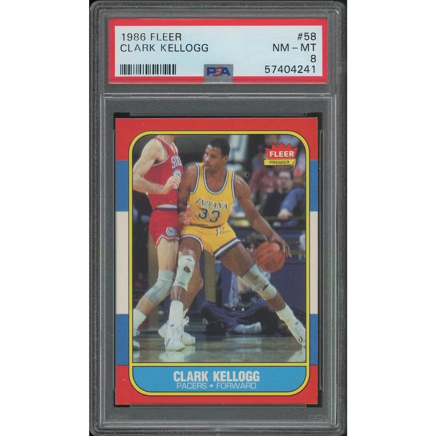 Clark Kellogg 1986-87 Fleer Basketball Rookie Card #58 | PSA 8 NM-MT