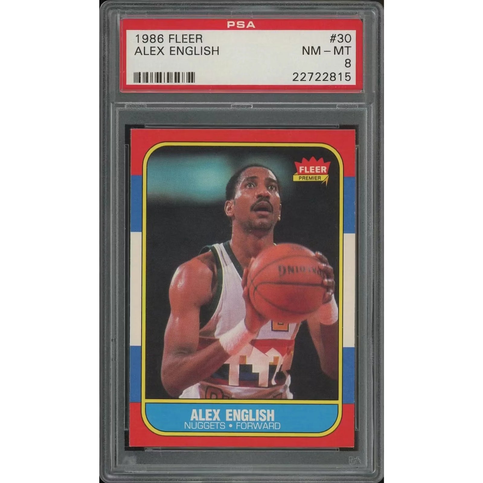 Alex English 1986-87 Fleer Basketball #30 | PSA 8 NM-MT