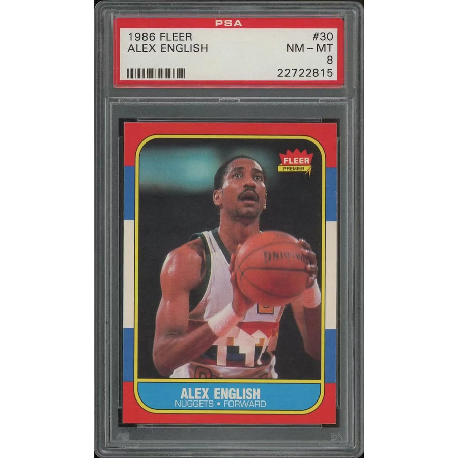 Alex English 1986-87 Fleer Basketball #30 | PSA 8 NM-MT