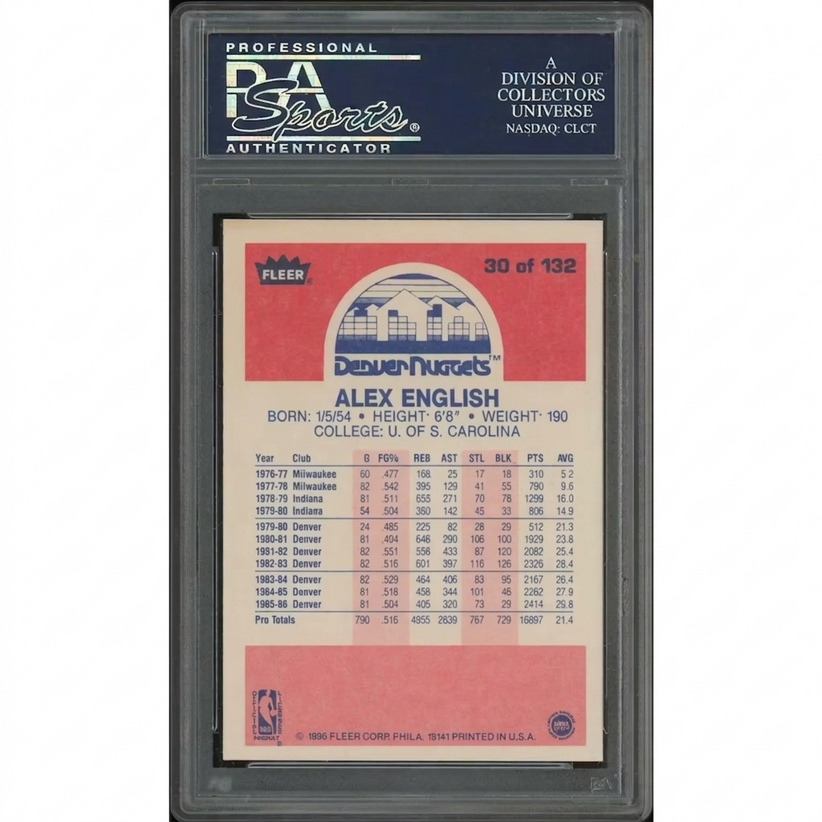 Alex English 1986-87 Fleer Basketball #30 | PSA 8 NM-MT
